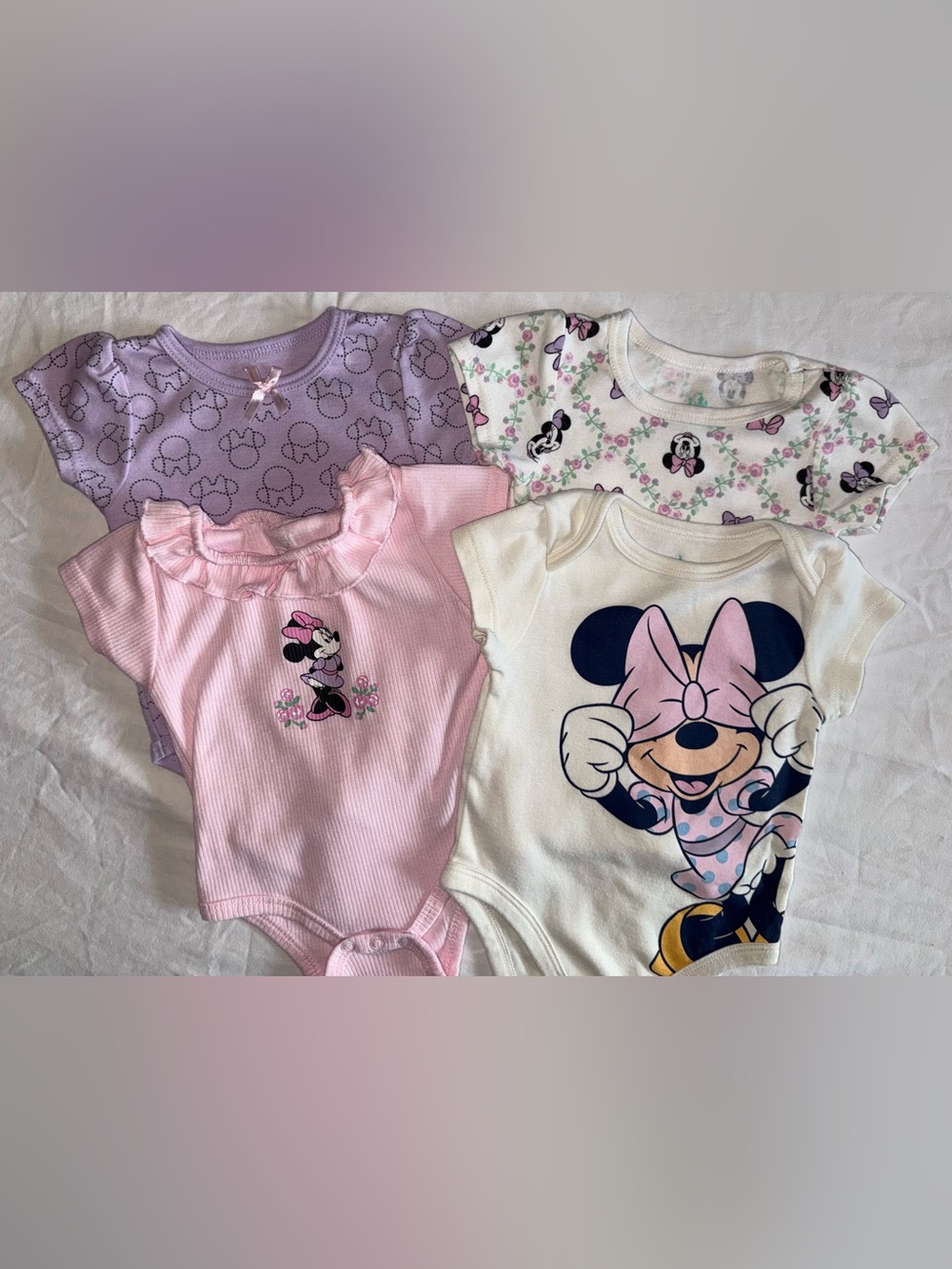 Disney Baby short sleeve bodysuit 4 pc lot for baby girl | Minnie Mouse
